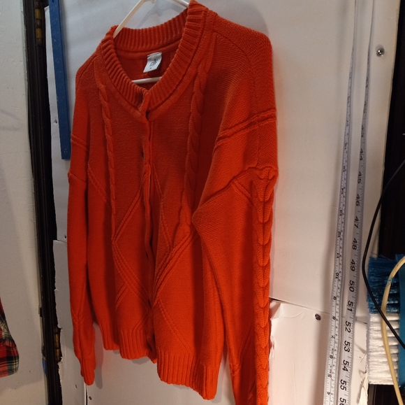 Cabi Mock Neck Cardigan Medium Long Sleeves Orange Botton Down Sweater Preppy - Picture 15 of 15